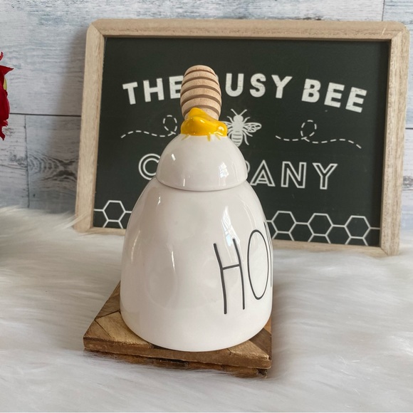 Rae Dunn HONEY Pot With Wooden Dipper! - Picture 3 of 8